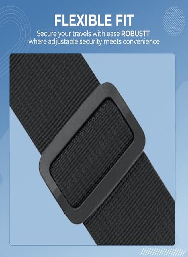 روبوست حزام أمتعة متين - عبوة من قطعتين (أسود) | خامة شديدة التحمل | حزام سفر قابل للتعديل للحقائب | تصميم أنيق | يحمي أغراضك - Image 4